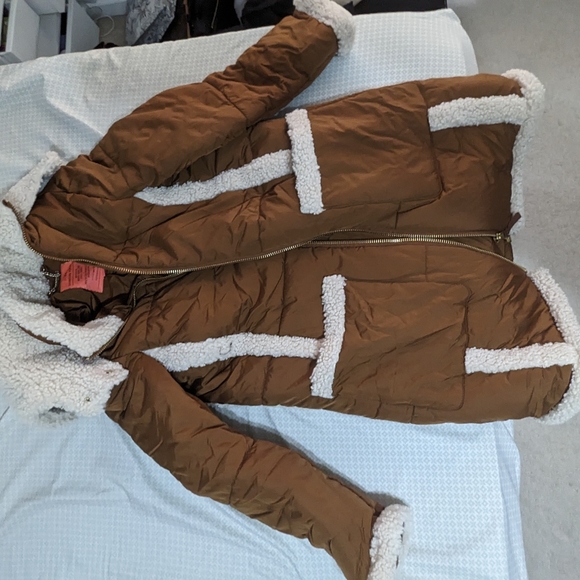 NWT JCrew Primaloft Pecan Puffer Sherpa jacket XS - Picture 2 of 5